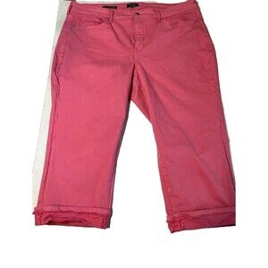 NYDJ Cropped Marilyn Straight Lift & Tuck Pink Normcore Casual Boho Jeans Sz 18W